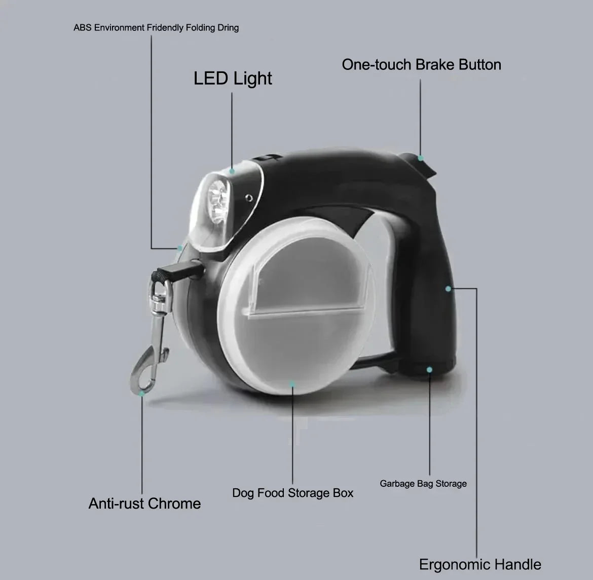 Retractable Dog Leash with Light for Night