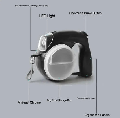 Retractable Dog Leash with Light for Night